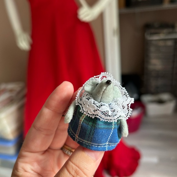 4/$50 felted handmade Plaid Blue Mouse vintage Christmas Ornament 🐭 - Picture 6 of 6